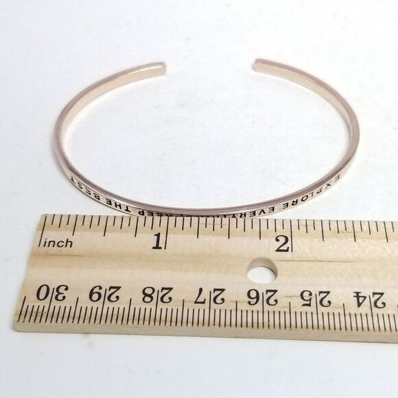 Vintage Explore Everything, Keep The Best Message Cuff Bangle Bracelet Gold Tone - Picture 4 of 5